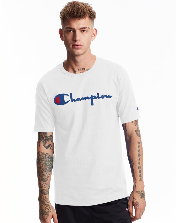 Champion Mens T-Shirt NZ - Heritage Vintage Logo White ( 8496-DIWYV )